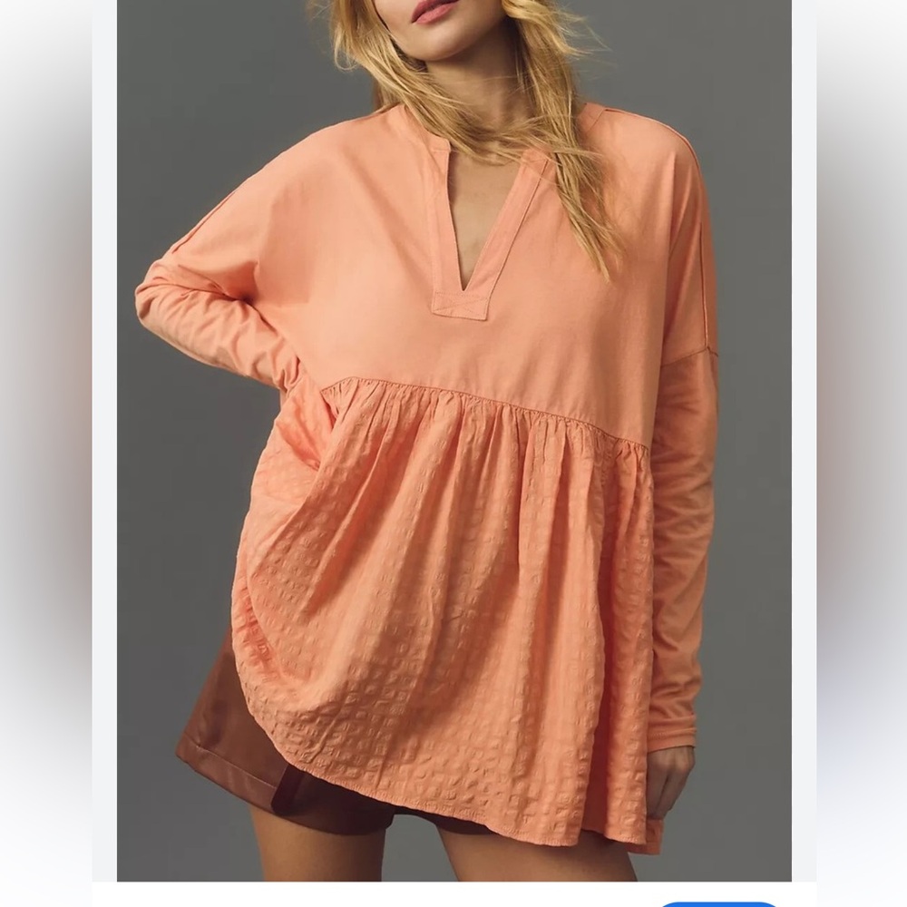 Anthropologie Pilcro Long Sleeve Babydoll Top M